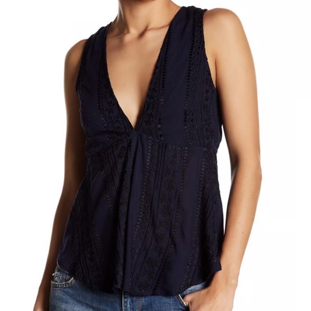 Free People Embroidered Top, Size S/P